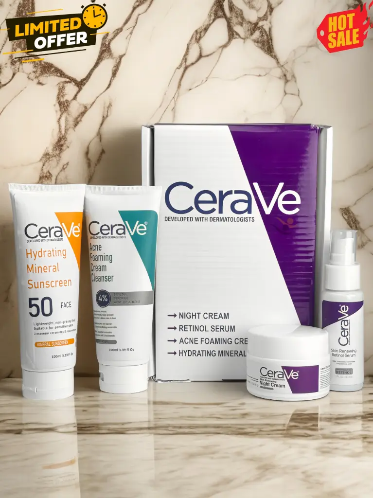 CeraVe 4-in-1 Skincare Bundle – Complete Care for Healthy, Glowing Skin